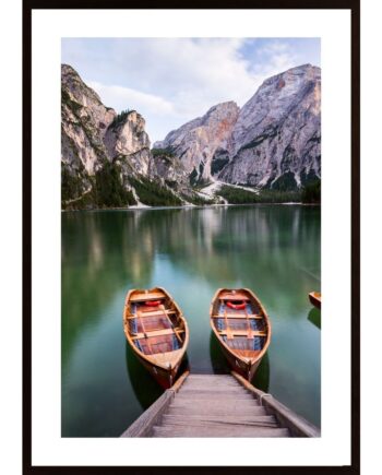 Boats On The Braies Lake Poster