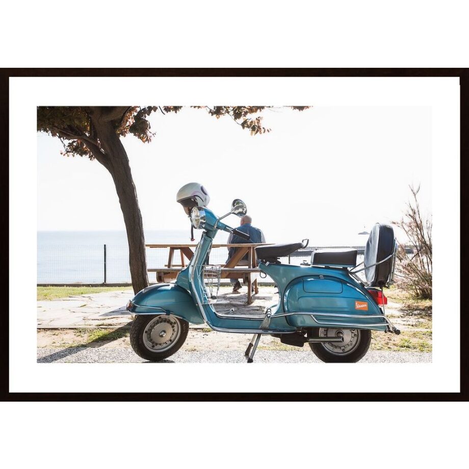 Moped Man And Sea Poster