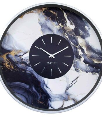 NeXtime Väggklocka Marmor Duo 48 cm Silver/Vit