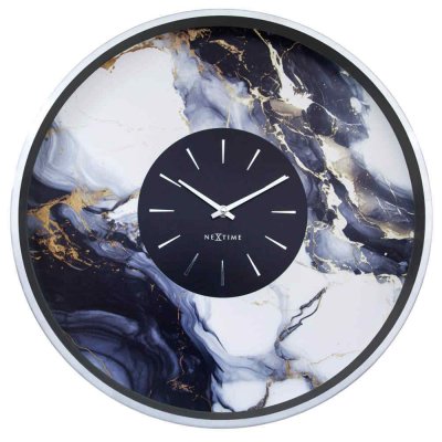 NeXtime Väggklocka Marmor Duo 48 cm Silver/Vit