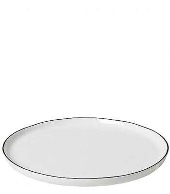 Broste Copenhagen Tallrik Salt utan prickar Ø22 cm, Vit m svart rand