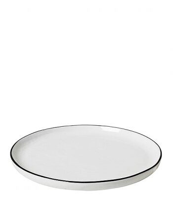 Broste Copenhagen Tallrik Salt utan prickar Ø18 cm, Vit m svart rand