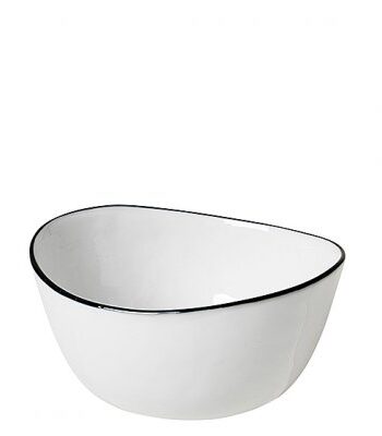 Broste Copenhagen Skål Salt utan prickar Ø10 cm, Vit m svart rand