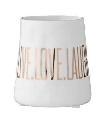 Bloomingville Ljuslykta Live Love Laugh Bloomingville 9,5 cm, Vit/Guld