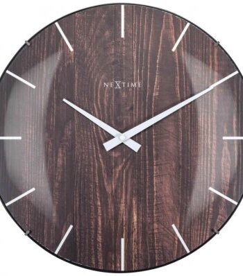 NeXtime Väggklocka Edge Wood Dome Brun ø35cm